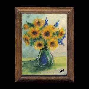 Melody Jane Dollhouse Miniature - Vase Of Sunflowers Picture In Gold Frame, 1:12 Scale Accessory - View #5