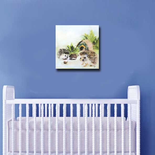 Hedgehogs Watercolour Printable Art : Painting : Instant Download : Wall Art : Nursery Room Decor - Image 2