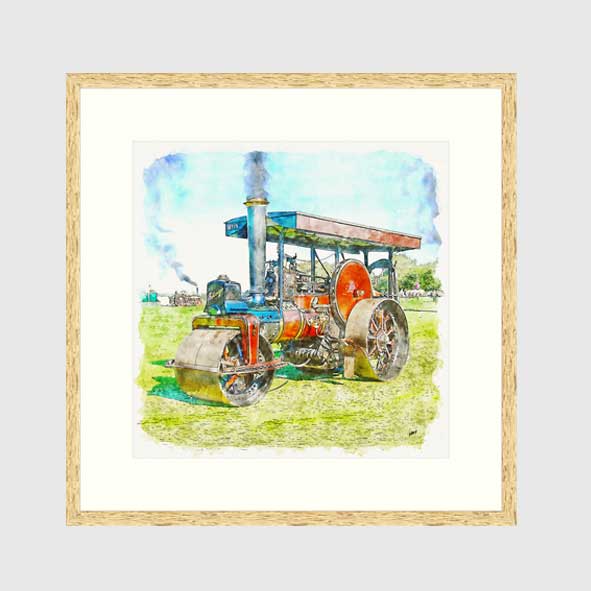 Steam Roller Painting Printable Art : Instant Download : Wall Art : Watercolour Print