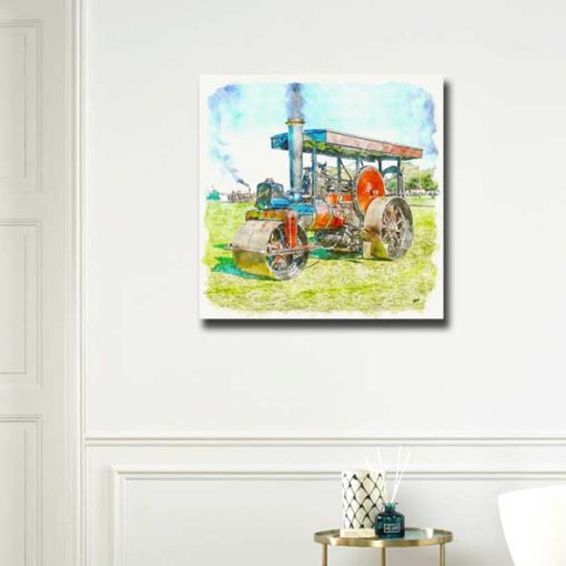 Steam Roller Painting Printable Art : Instant Download : Wall Art : Watercolour Print - Image 2