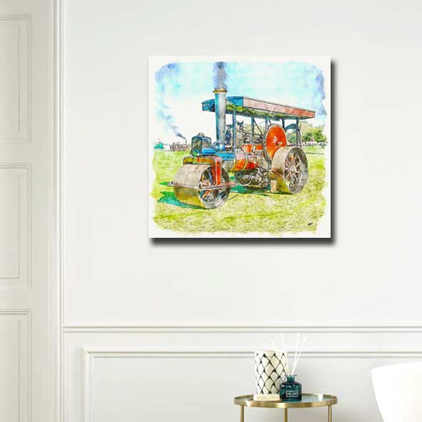 Steam Roller Painting Printable Art : Instant Download : Wall Art : Watercolour Print - Image 2