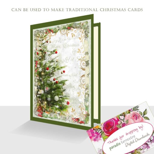 Printable Traditional Christmas Card Toppers Digital Clipart 10cm x 15cm 4"x 6" Instant download Vintage Christmas Journals Scrapbook - Image 4
