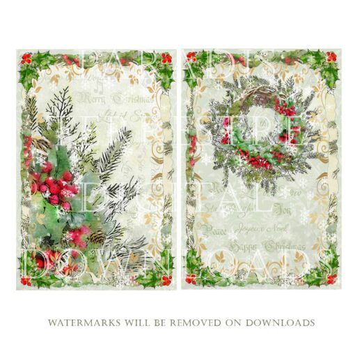 Traditional Christmas Card Toppers 8 Printable Cardmaking 10cmx15cm 4"x 6" Instant download Vintage Retro Xmas - Image 5