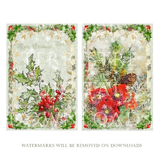 Traditional Christmas Card Toppers 8 Printable Cardmaking 10cmx15cm 4"x 6" Instant download Vintage Retro Xmas - Image 3