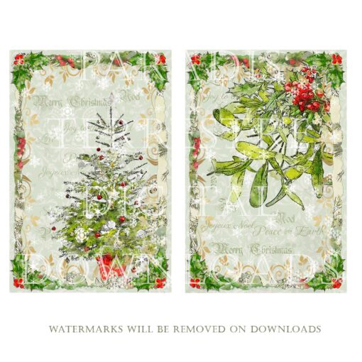 Traditional Christmas Card Toppers 8 Printable Cardmaking 10cmx15cm 4"x 6" Instant download Vintage Retro Xmas - Image 2