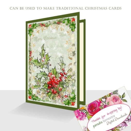Traditional Christmas Card Toppers 8 Printable Cardmaking 10cmx15cm 4"x 6" Instant download Vintage Retro Xmas - Image 6