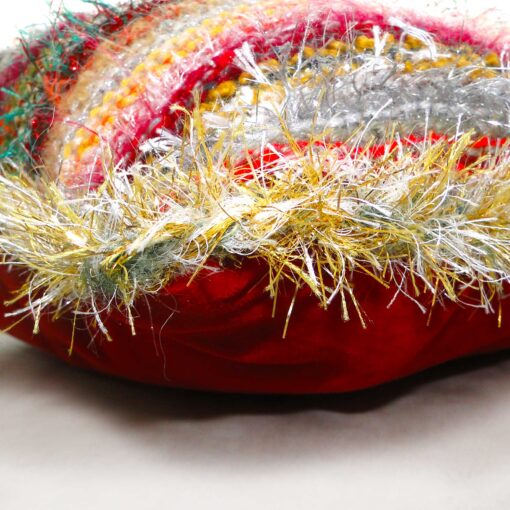 Christmas Scatter Cushion 17"Square-Luxury Hand Knitted Decorative Cushion with Red Velvet Back - Image 2