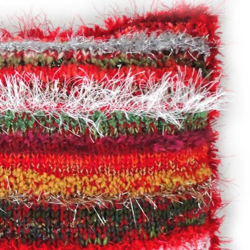 Decorative Christmas Cushion 15"Square-Luxury Hand Knitted Scatter Cushion with Red Velvet Back - Image 3