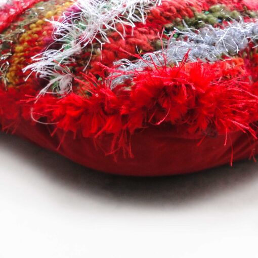 Decorative Christmas Cushion 15"Square-Luxury Hand Knitted Scatter Cushion with Red Velvet Back - Image 2