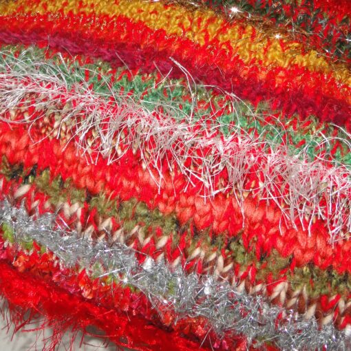 Decorative Christmas Cushion 15"Square-Luxury Hand Knitted Scatter Cushion with Red Velvet Back - Image 4