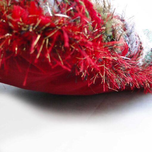 Christmas Decorative Cushion 18" Square-Luxury Hand Knitted Button Cushion with Red Velvet Back - Image 2