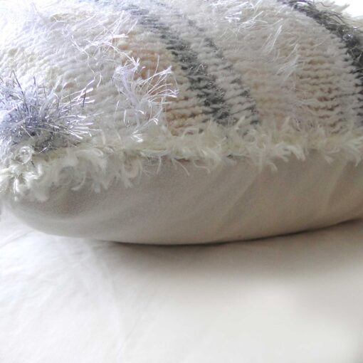 Christmas Cream Accent Cushion 15"Square-Luxury Hand Knitted Sparkly Cushion with Cream Velvet Back - Image 4