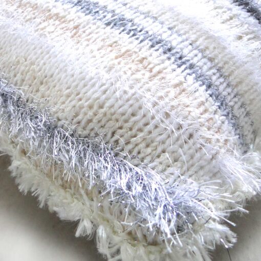 Christmas Cream Accent Cushion 15"Square-Luxury Hand Knitted Sparkly Cushion with Cream Velvet Back - Image 6
