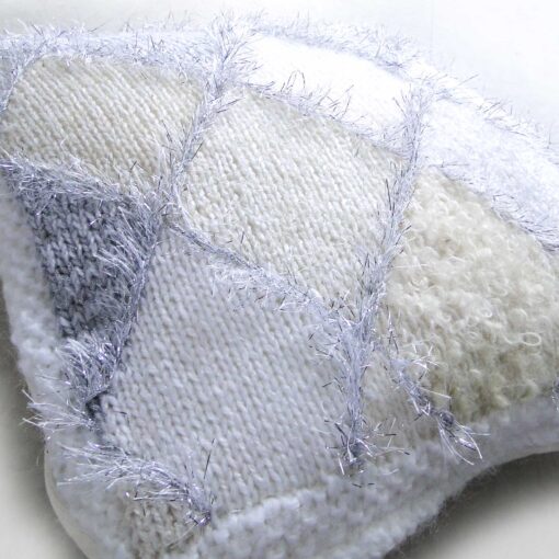 Christmas Diamond Accent Cushion 15"Square-Luxury Hand Knitted Sparkly Cushion with Cream Velvet Back - Image 4