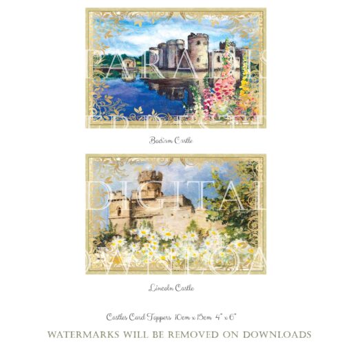 British Castle Card Toppers 10 Printable Cardmaking 10cmx15cm 4"x 6" Instant download Vintage Retro Design - Image 6