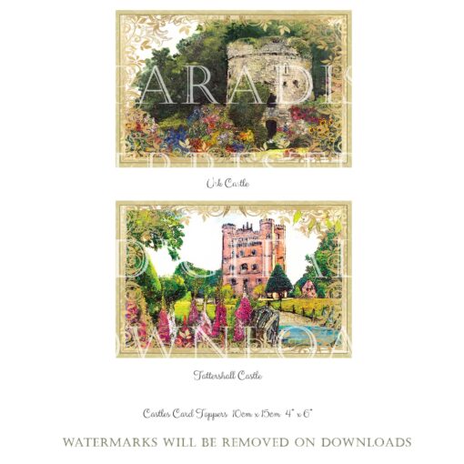British Castle Card Toppers 10 Printable Cardmaking 10cmx15cm 4"x 6" Instant download Vintage Retro Design - Image 5