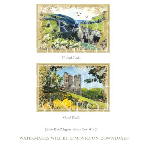 British Castle Card Toppers 10 Printable Cardmaking 10cmx15cm 4"x 6" Instant download Vintage Retro Design - Image 3