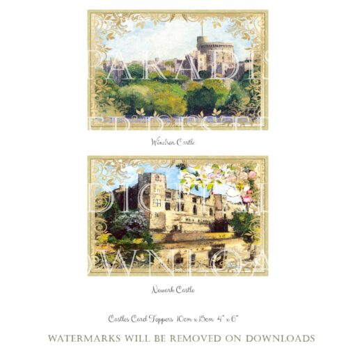British Castle Card Toppers 10 Printable Cardmaking 10cmx15cm 4"x 6" Instant download Vintage Retro Design - Image 2