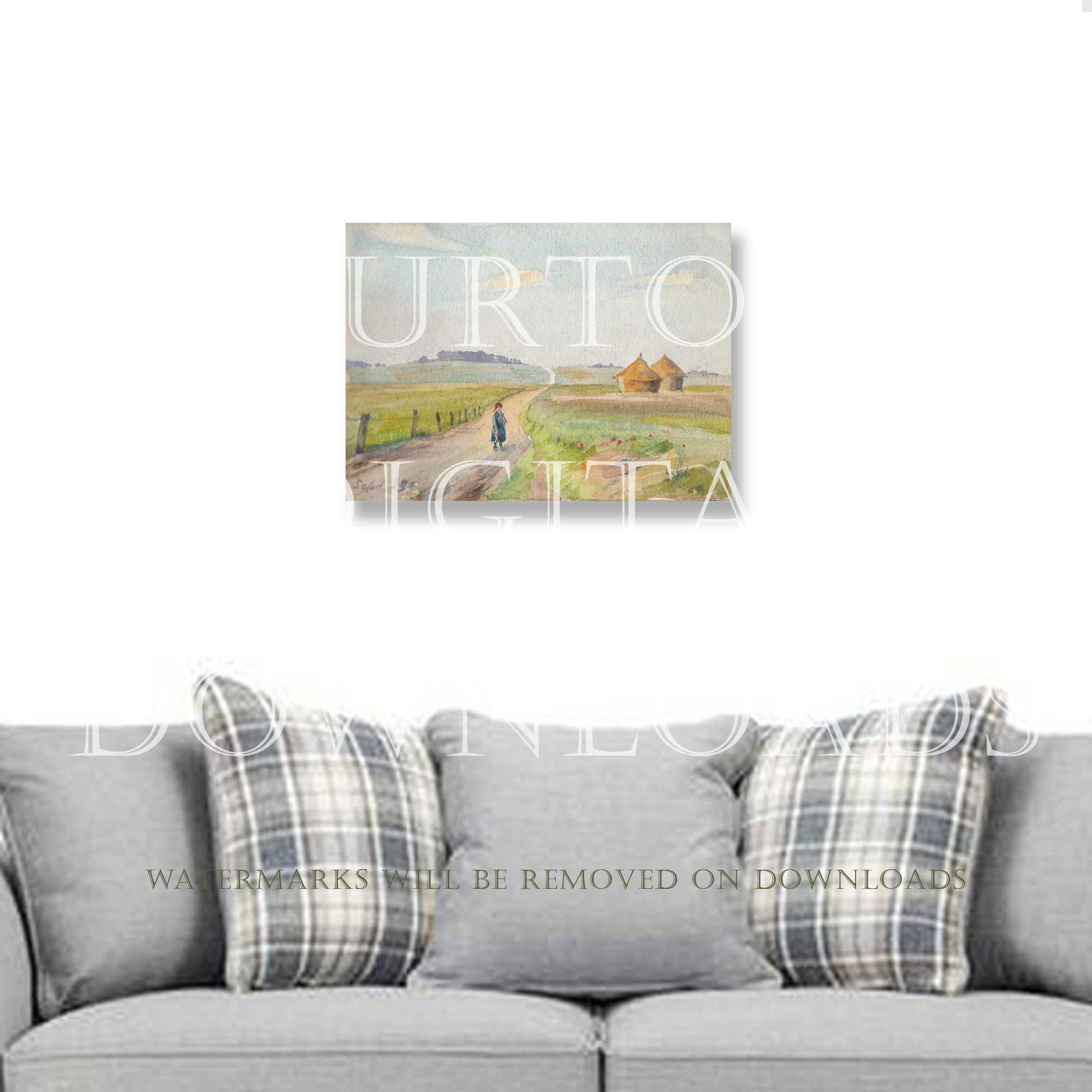 Vintage Painting Printable Art, Watercolour Painting France WW1 23rd Sept 1916  Instant Download, Archer L Smith 1879 – 1943, Wall Art Picture