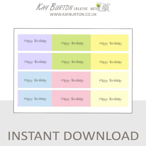 Multicoloured Happy Birthday Sentiments Instant Download Card Making Decoupage Printable Digital Sheet