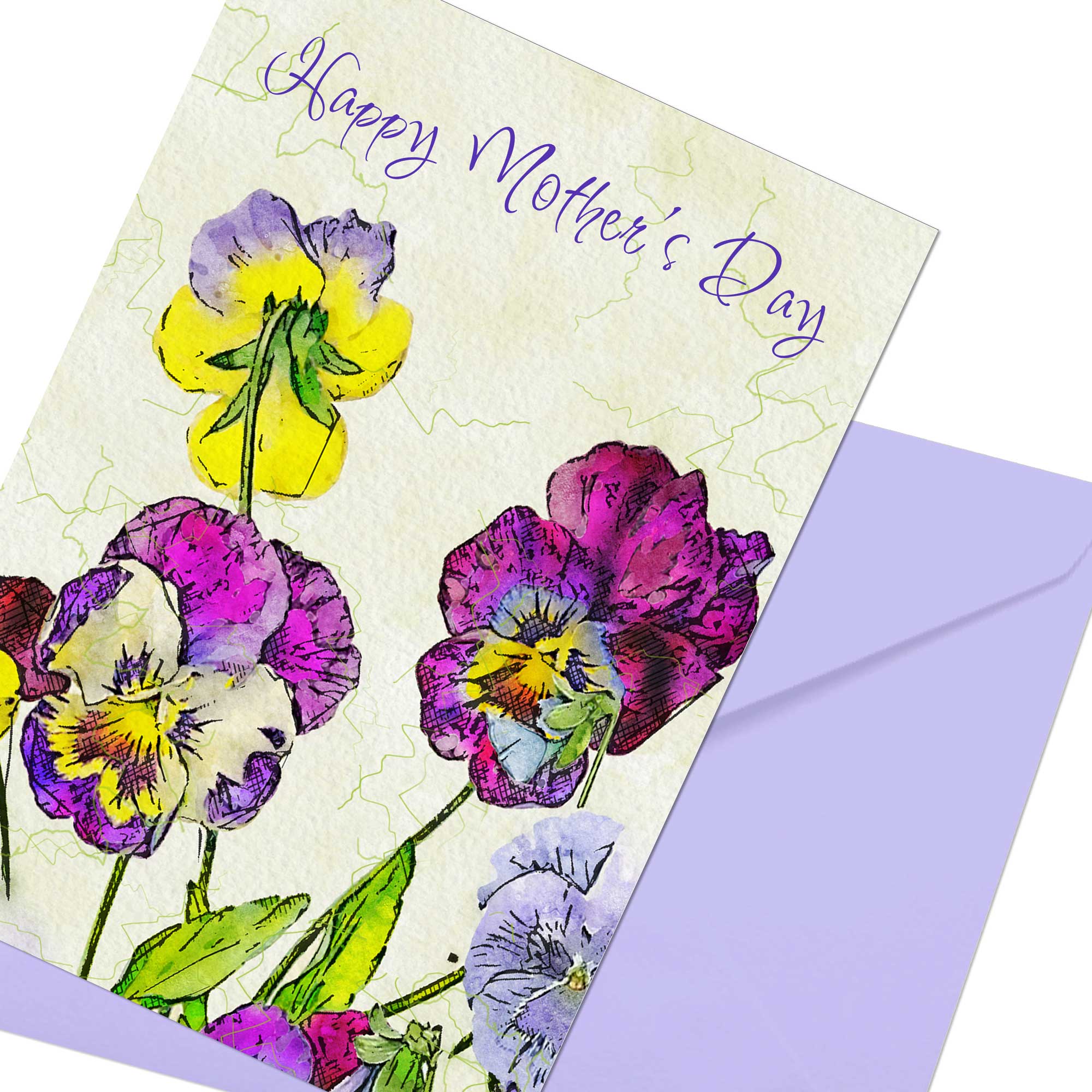 Printable Mother's Day Card Instant Download 5 x 7 Card Pansies