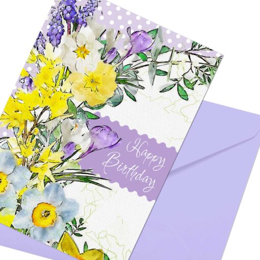 Printable Spring Birthday Card Instant Download 5 x 7 Card Spring Flowers