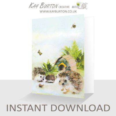 Printable Hedgehogs Card Instant Download5 x 7 KH002