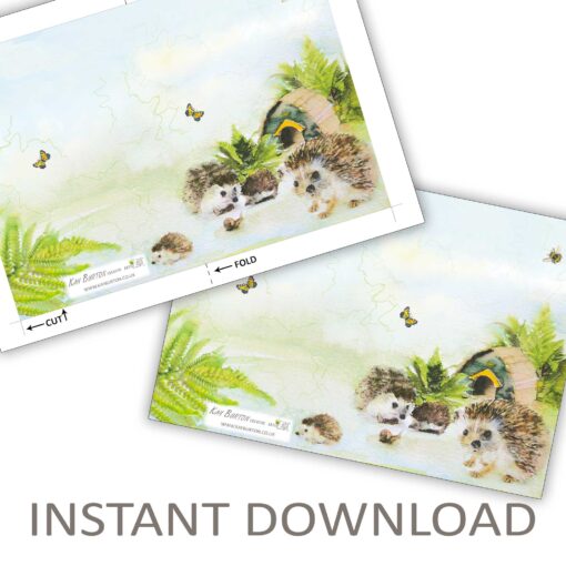 Printable Hedgehogs Card Instant Download5 x 7 KH002