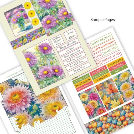 Card Making Book Autumn Flowers Quality Paper Craft Book