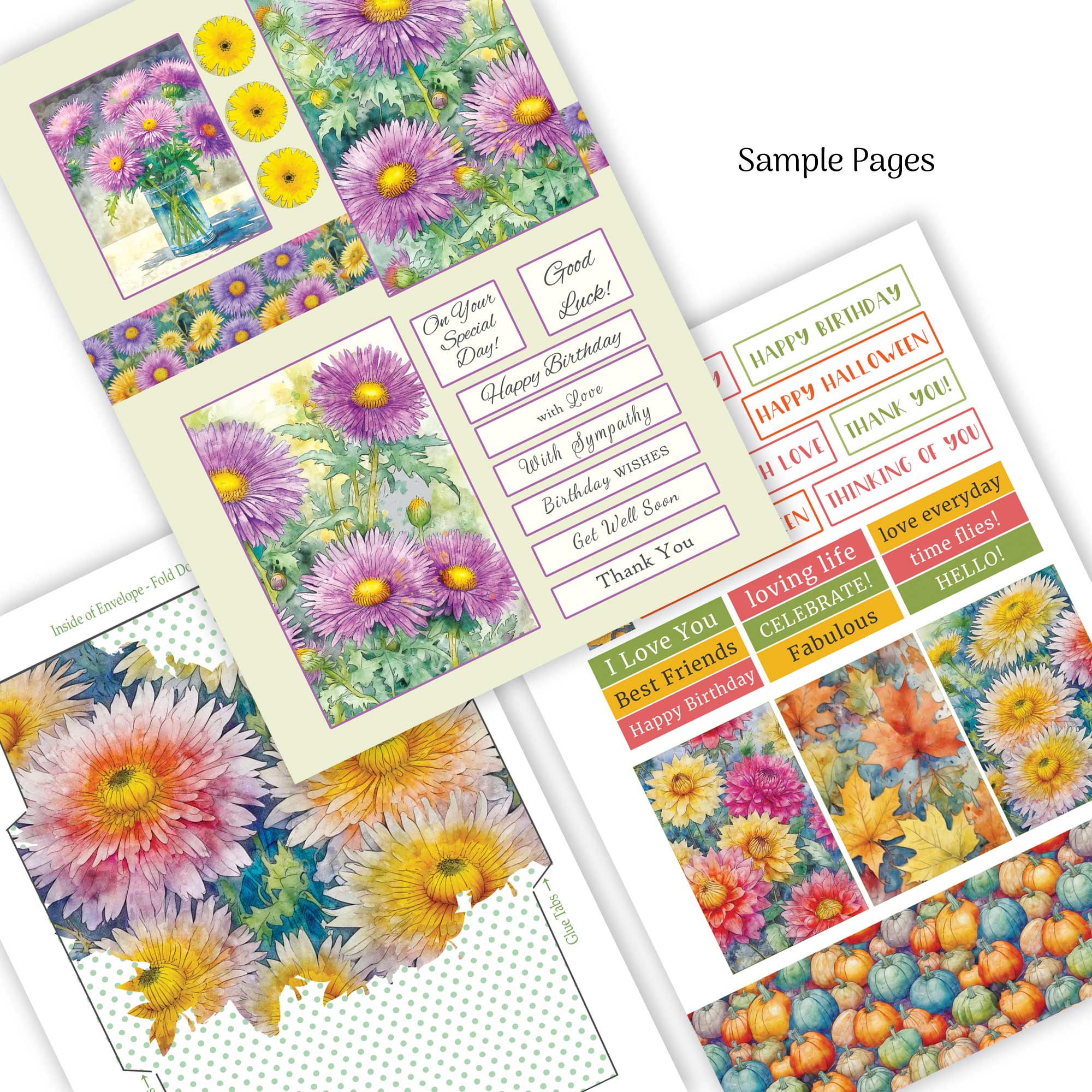 Card Making Book Autumn Flowers Quality Paper Craft Book