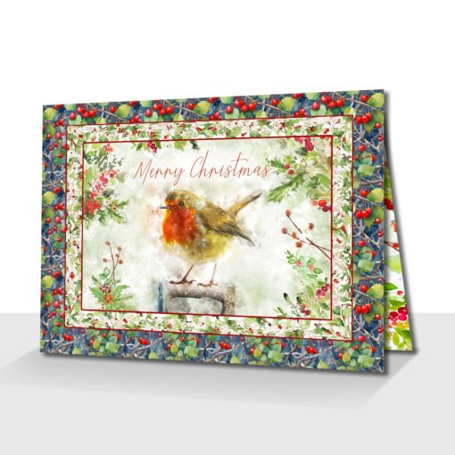 Traditional Christmas Robin Card - Merry Christmas - Kay Burton Artist