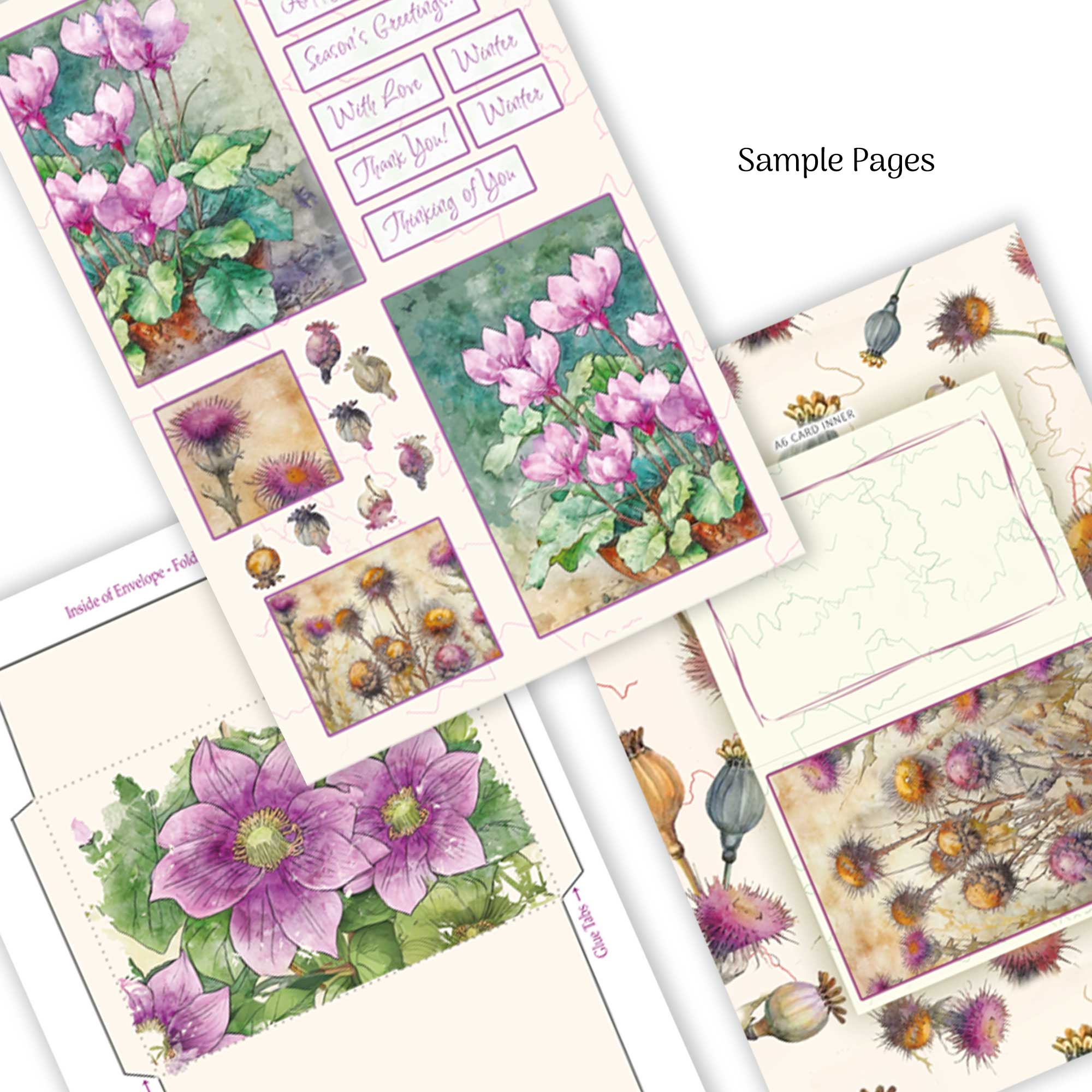 Card Making Book Winter Flowers Quality Paper Craft Book