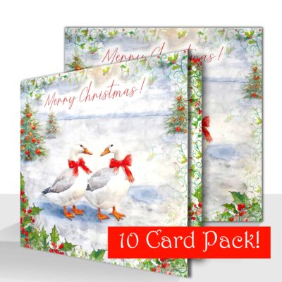 Winter Geese Christmas Cards - 10 Card Pack