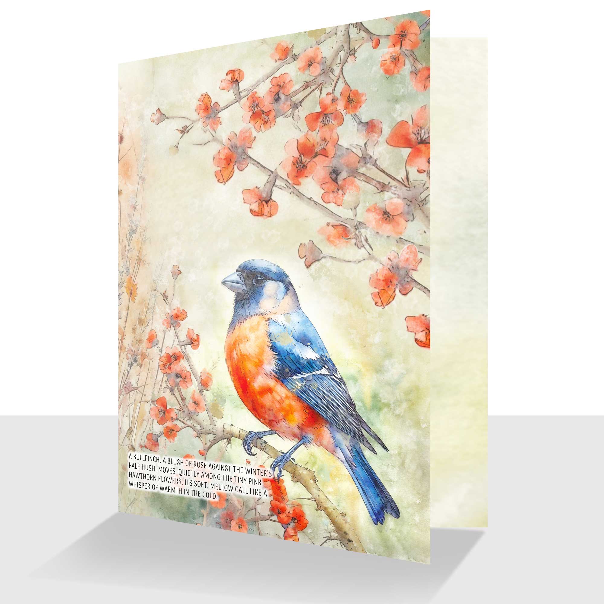 Bullfinch Greeting Card Watercolour - Birthday or Blank Inside Option