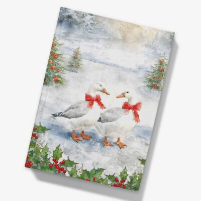 Christmas Geese Hardcover Notebook A5 Blank Pages