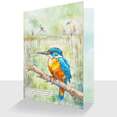 Kingfisher Greeting Card Watercolour - Birthday or Blank Inside Option