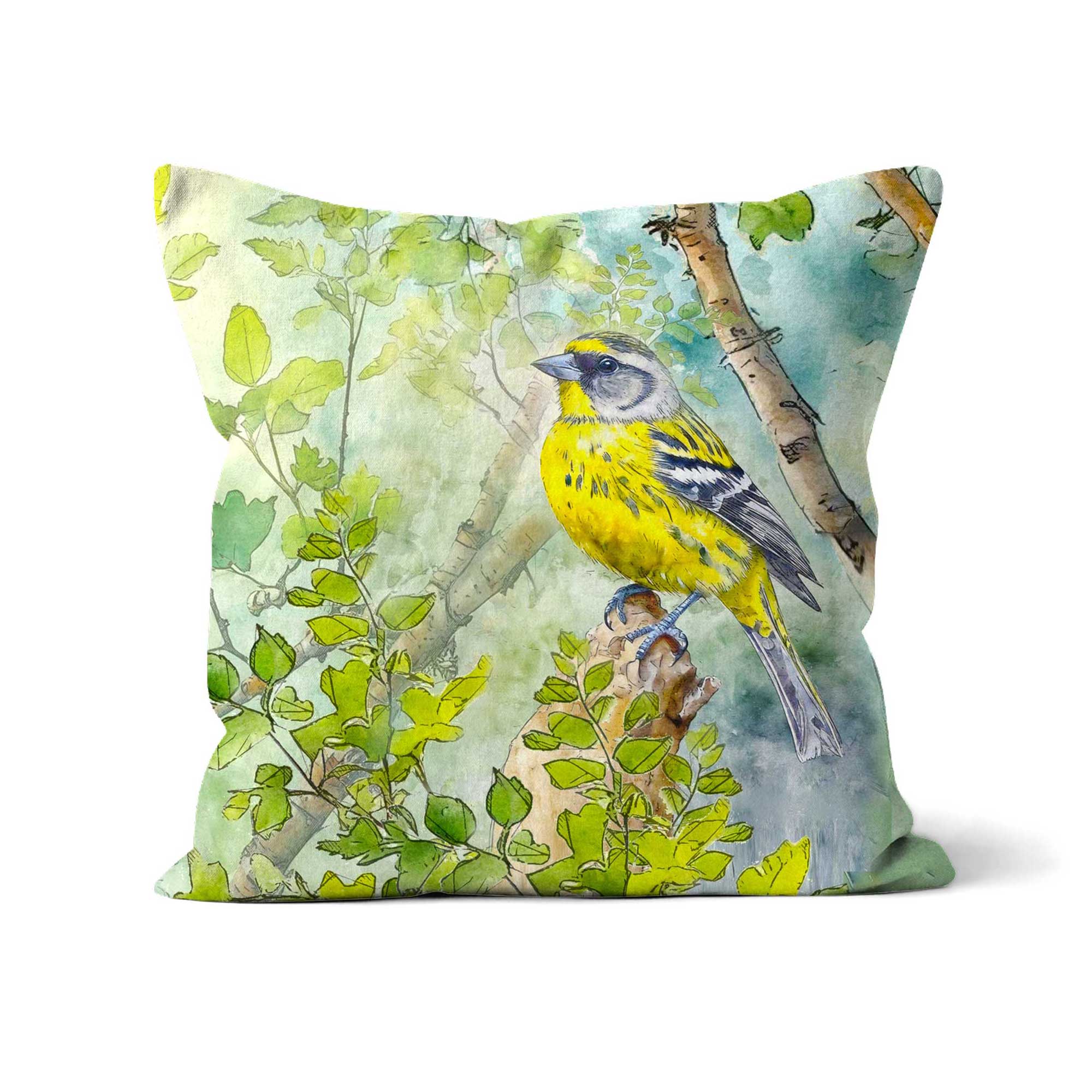 Yellow Siskin Luxury Cushion Faux Suede 16" 41cm Square