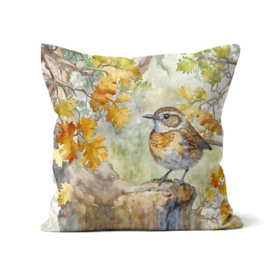 Little Wren Printed Cushion Luxury Faux Suede 16" 41cm Square