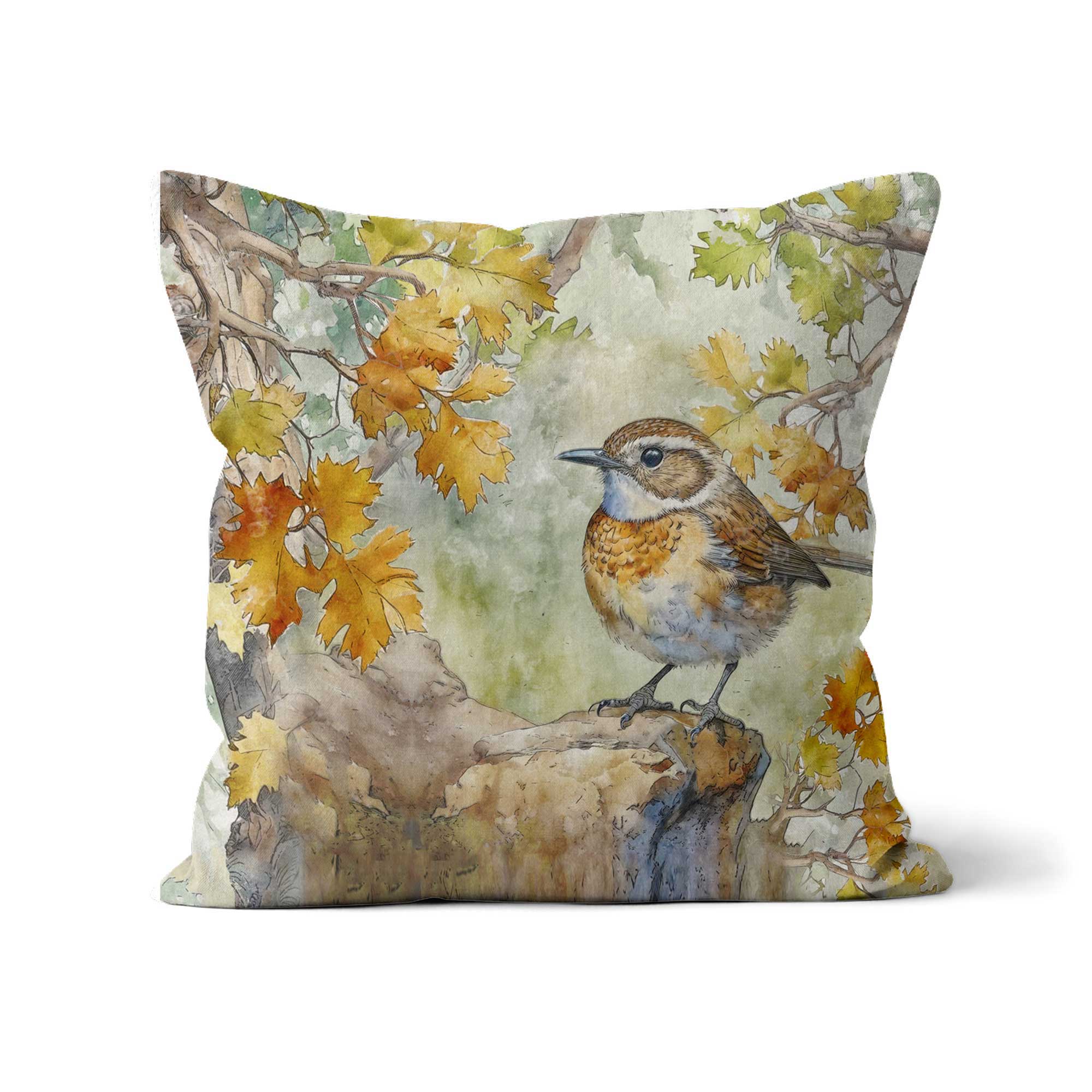 Little Wren Printed Cushion Luxury Faux Suede 16" 41cm Square