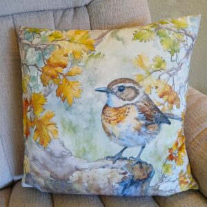 Little Wren Printed Cushion Luxury Faux Suede 16