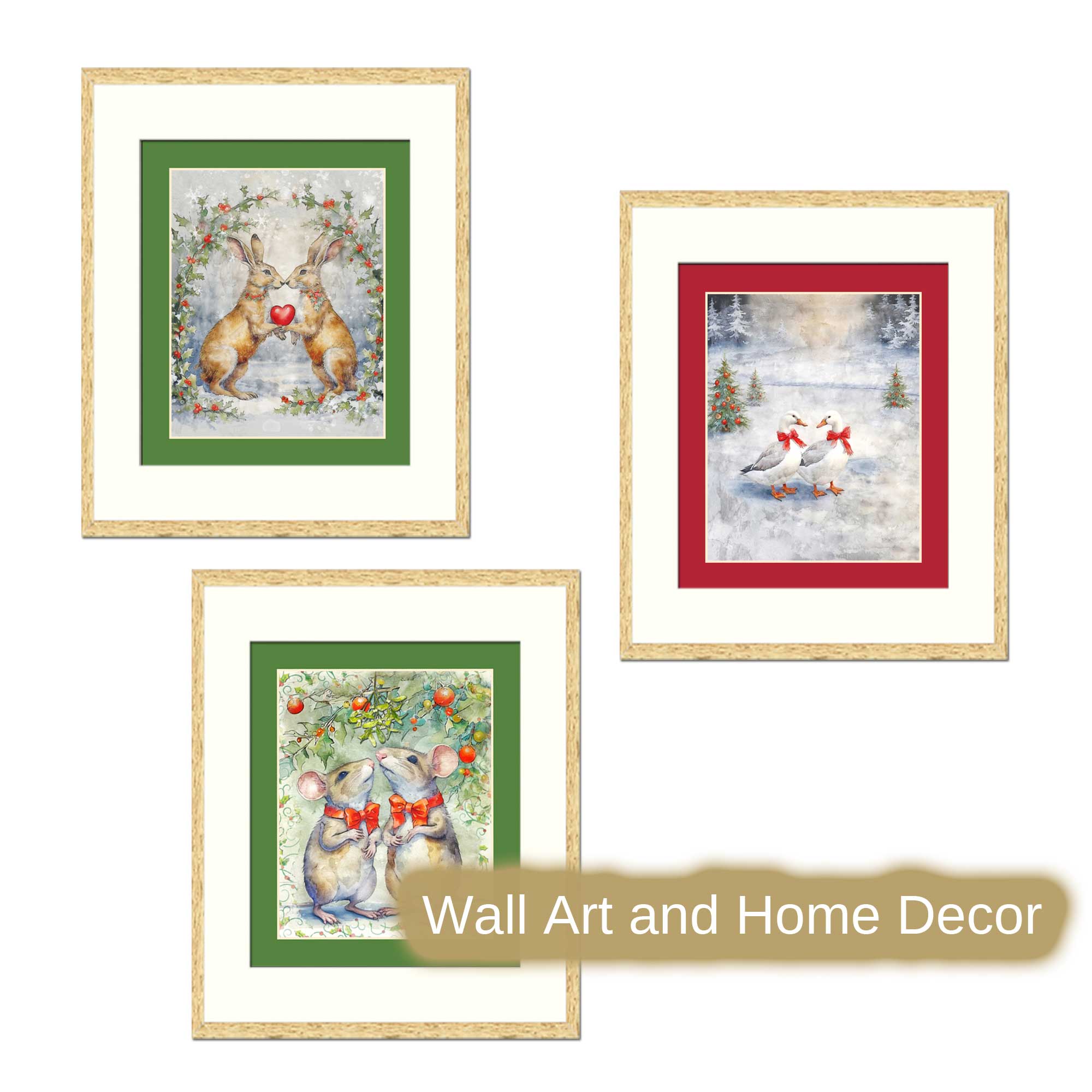 Christmas Fabric 12 Mini Prints Set : Traditional Festive Panel