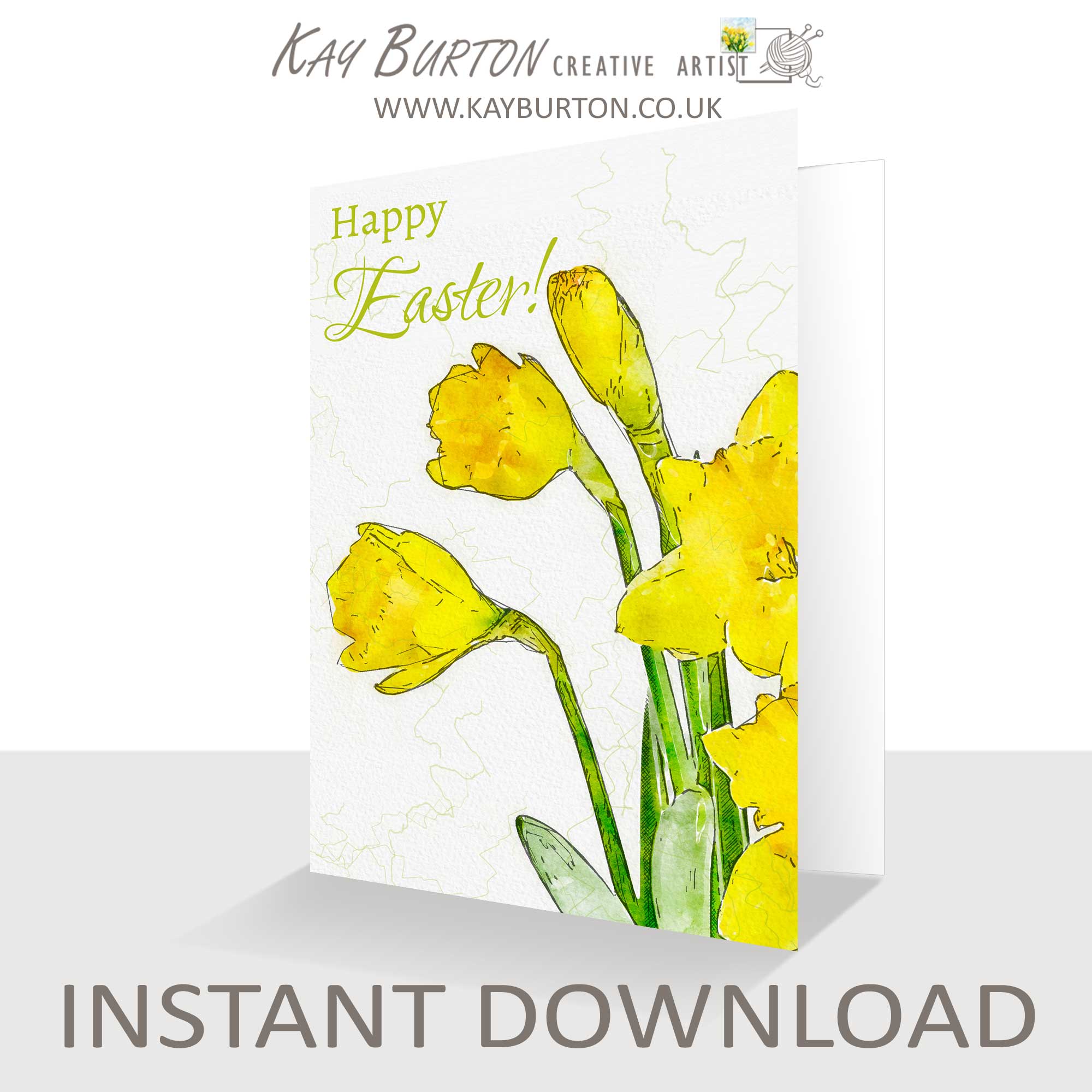 Downloadable Easter Daffodils Card Instant Download 5 x 7 Card