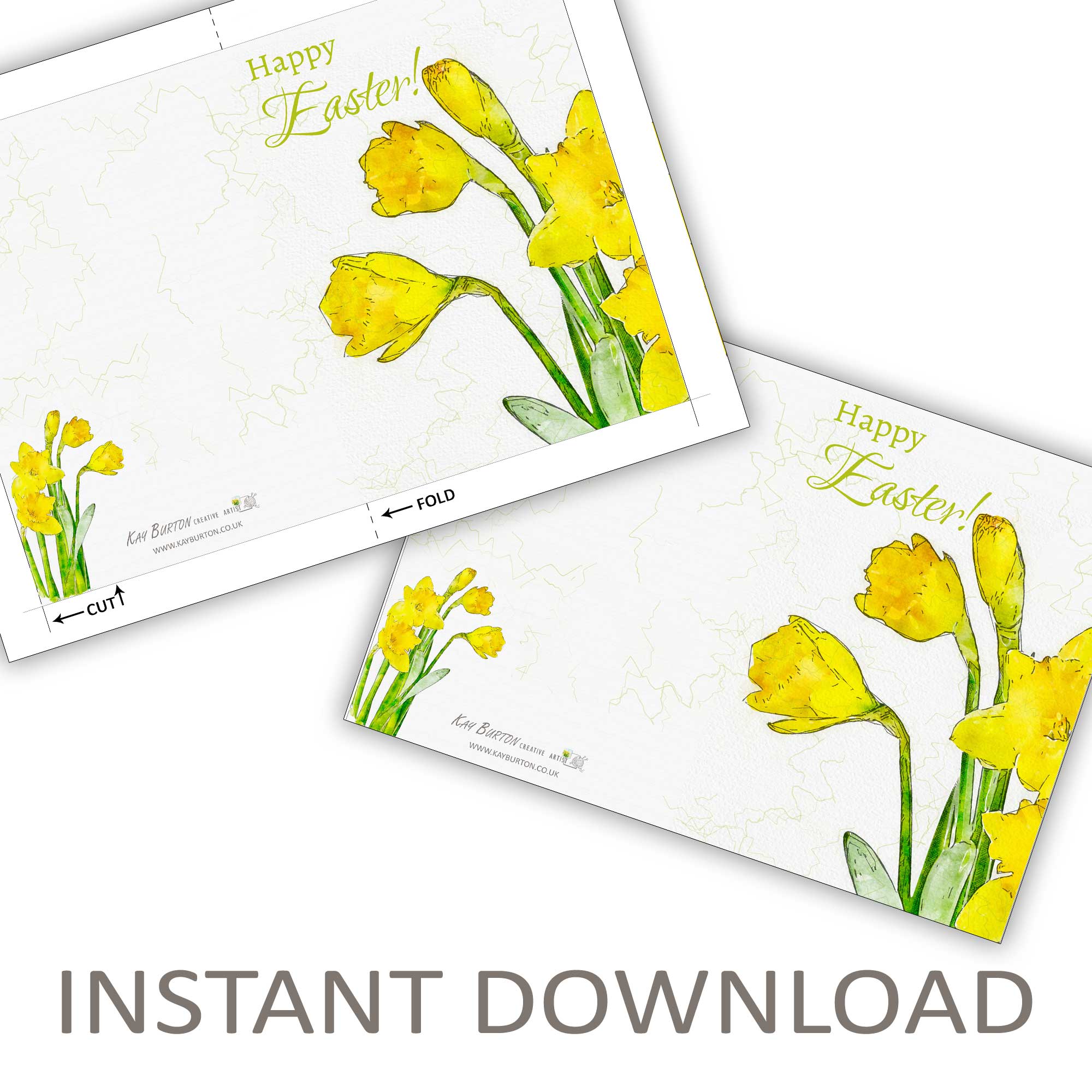 Downloadable Easter Daffodils Card Instant Download 5 x 7 Card - Image 3
