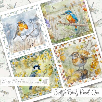 British Birds Fabric Prints : Set One : Textile Art
