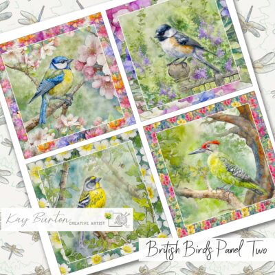 British Birds Fabric Panels : Set Two : Textile Art