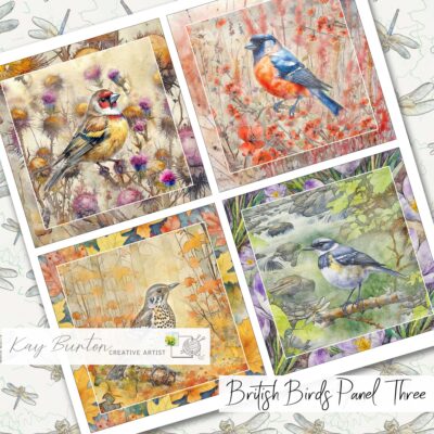 British Birds Fabric Panels : Set Three : Textile Art