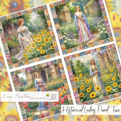 Historical Ladies Fabric Prints : Set Two : Slow Stitching