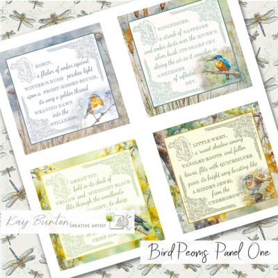 Bird Poems Fabric Prints : Set One : Textile Art