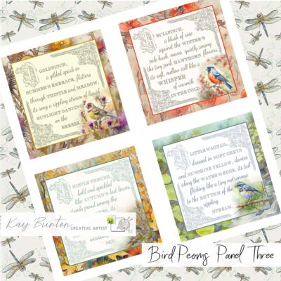 Bird Poems Fabric Prints : Set Three : Textile Art