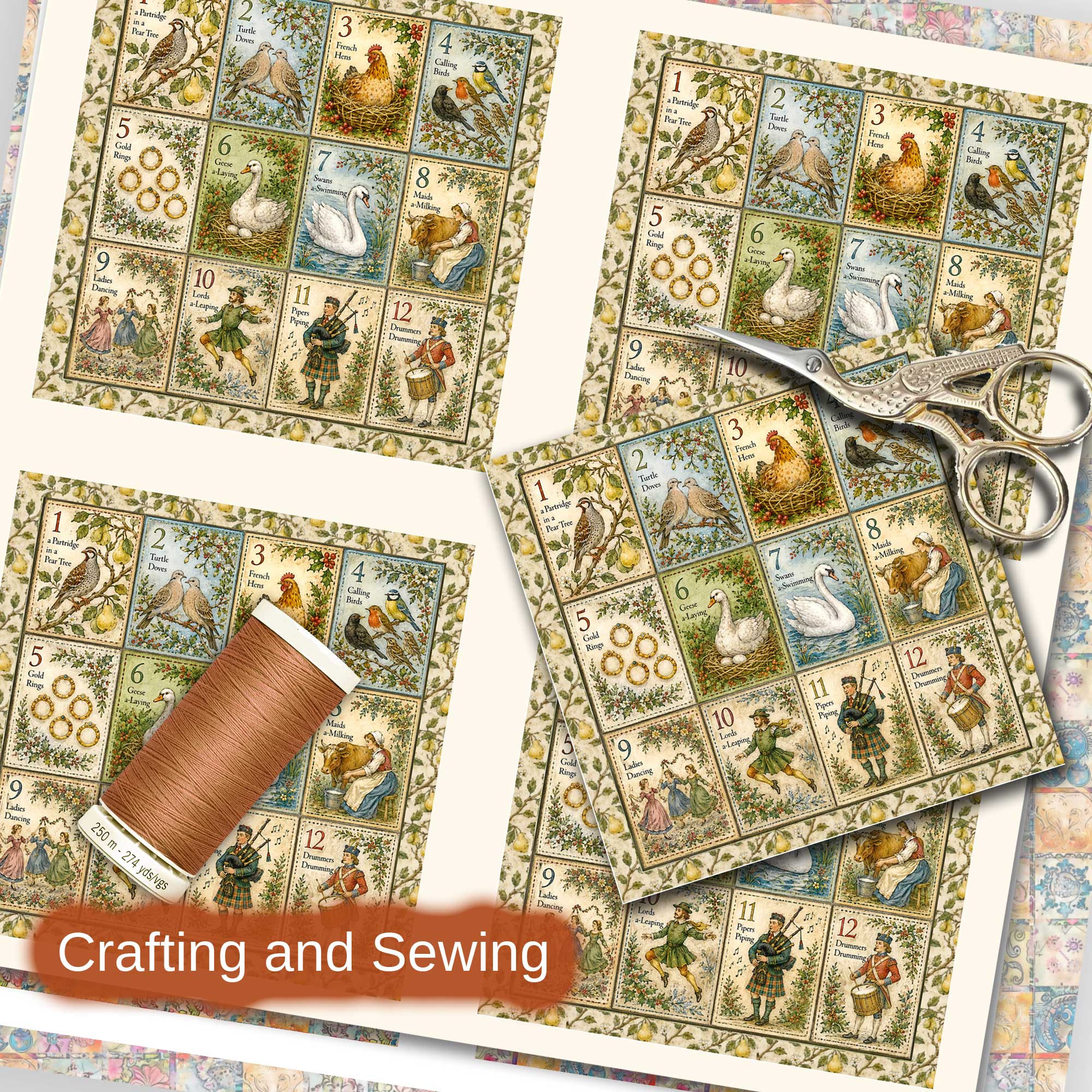 Twelve Days of Christmas Square Panels : Quilting
